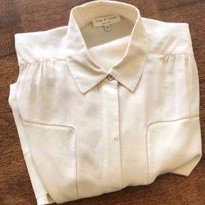 Rag & Bone silk cream button up tunic top